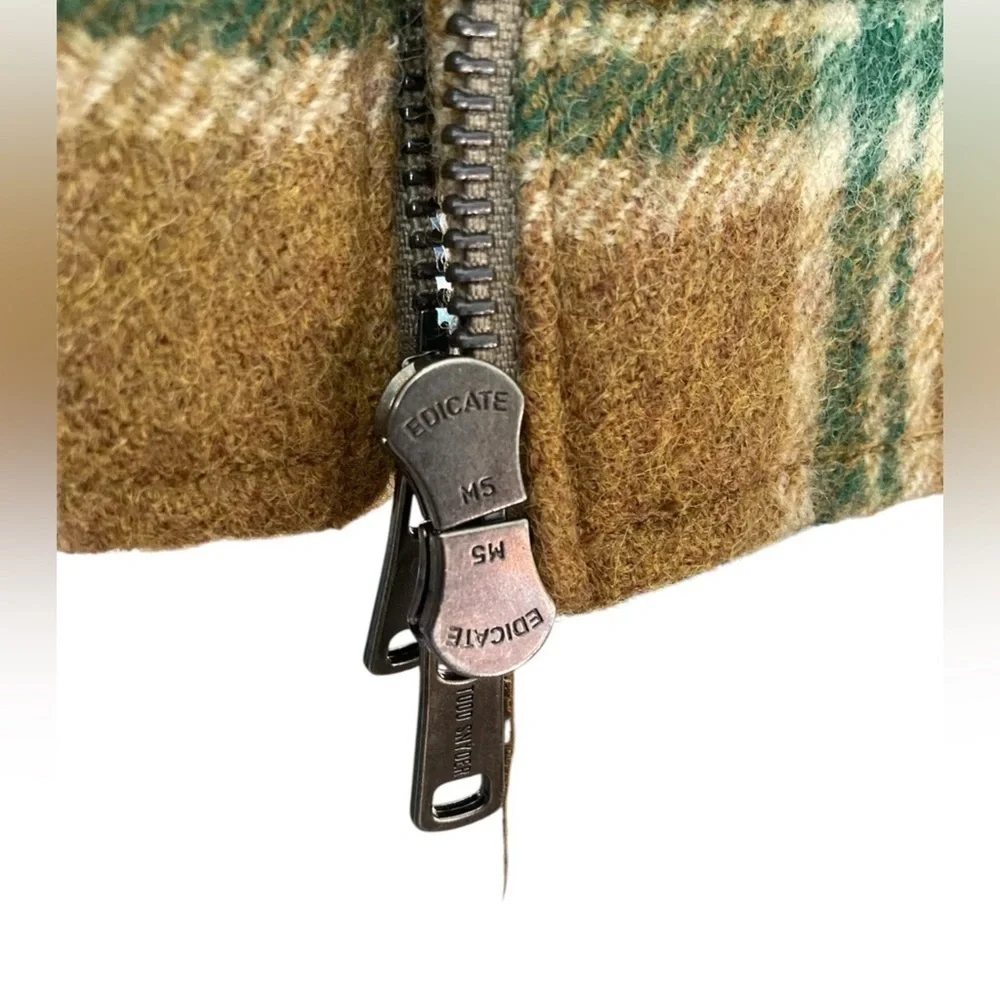 Todd Snyder Wool Bouclé Double Zip Jacket Brown Green Plaid Lined Men’s XL H2F​​